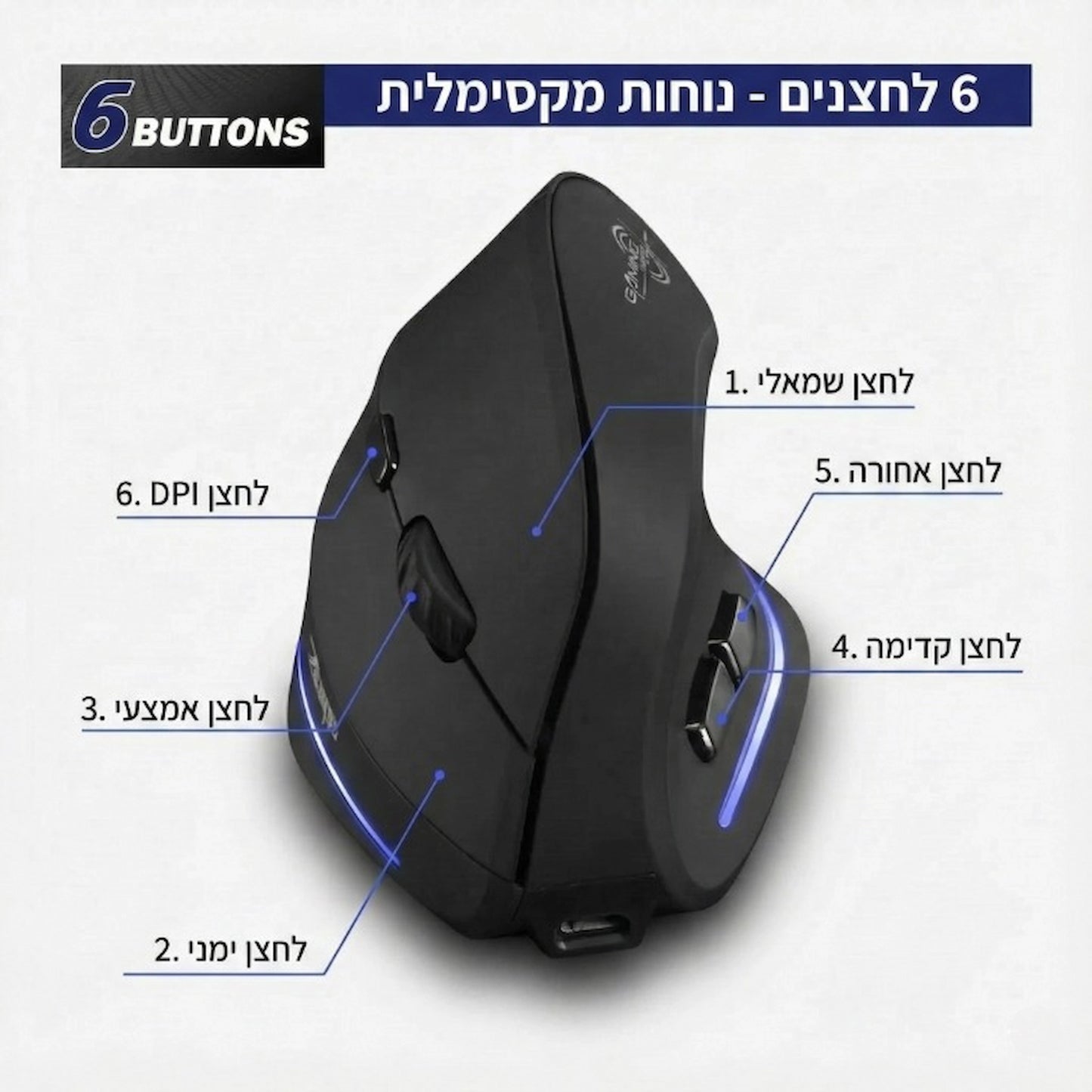 VerticalFlow · העכבר האנכי שמרגיש טבעי ליד